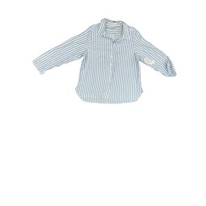 Dash Studio Womens Button Down Shirt Blue White Stripes Long Sleeve Size XL NWT